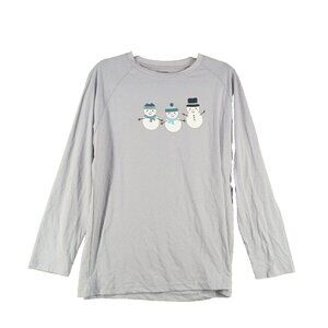 Sleepytime PJs Christmas Snowman Sleepwear T-shirt MEDIUM(8-10) Blue Knit